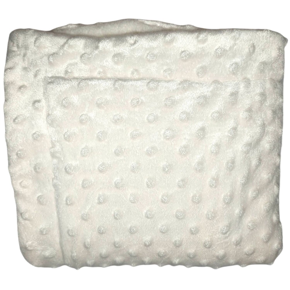 SL Home Fashions Solid Beige Blanket Raised Minky Dots White Soft Baby RN 119741